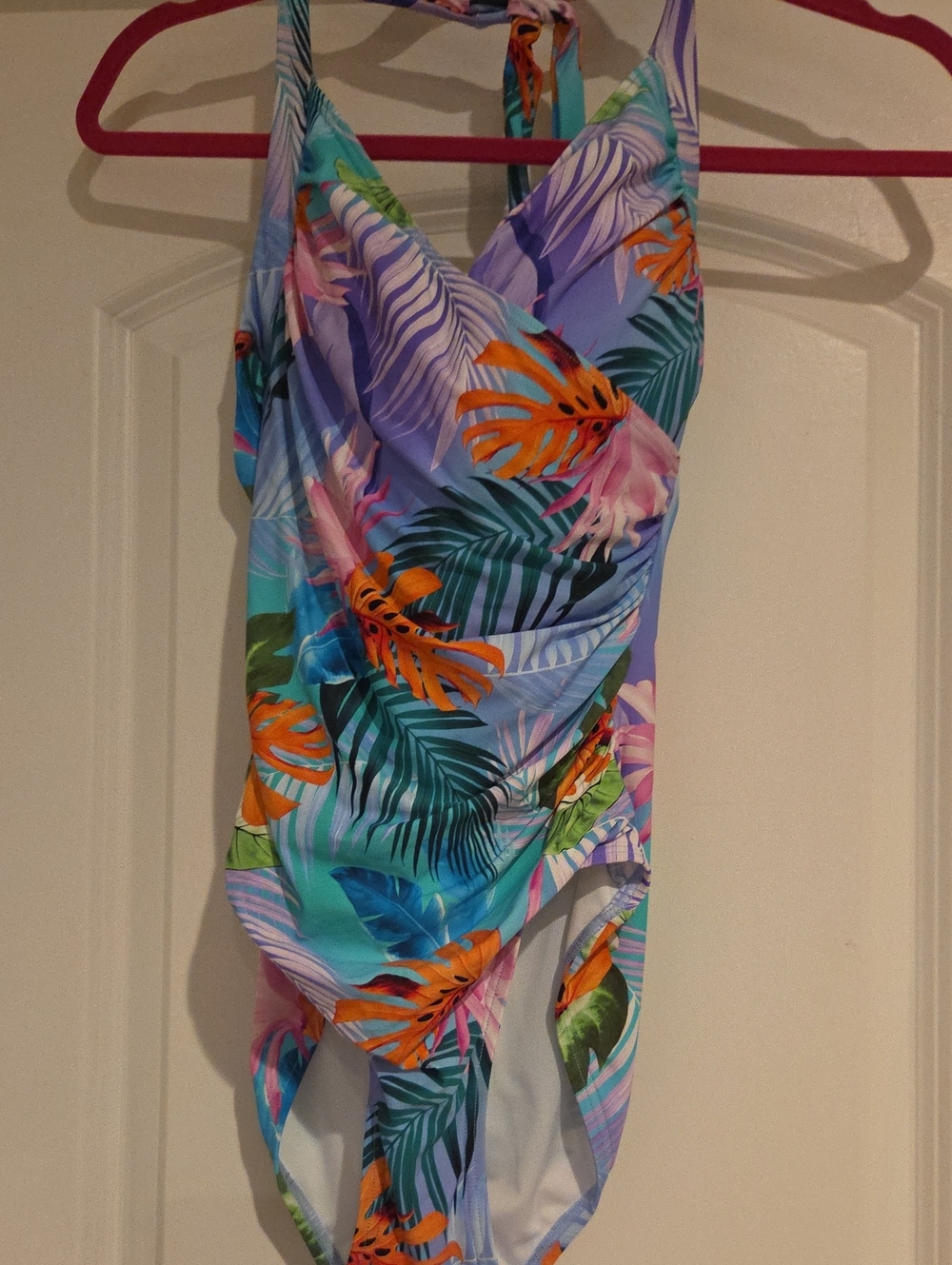 Tropical Leaf Print One-Piece Swimsuit - Multicolor